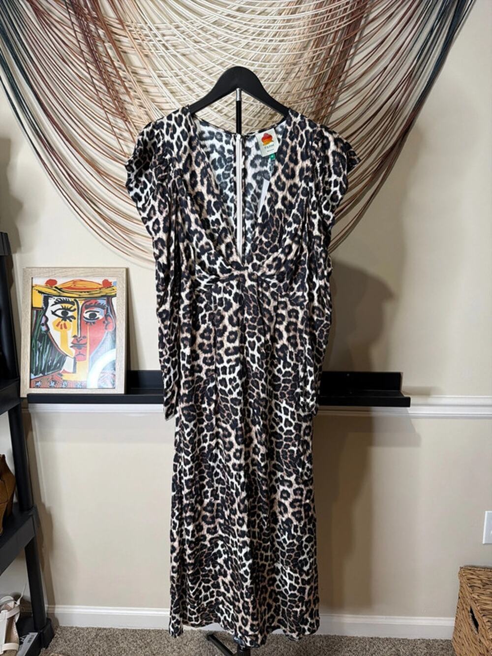 Farm Rio, NWT animal print plunge V dress m 2774